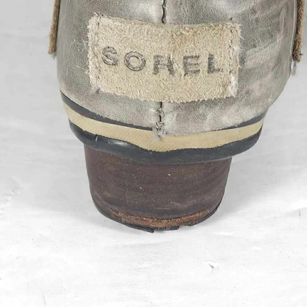 Sorel Women's Slimpack US6,5 Gray Leather Tall Waterproof Equestrian Snow Boots